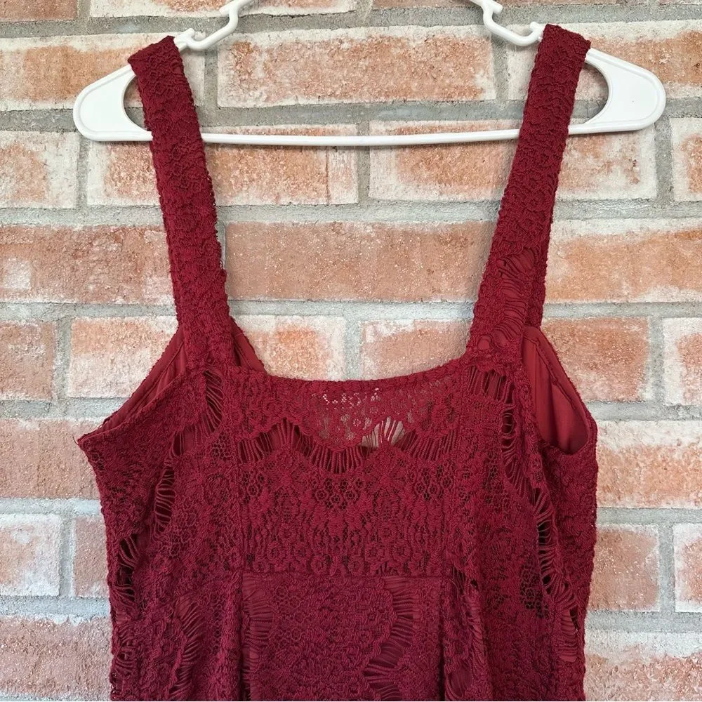 Intimately Free People Lace Snap Up Dress Maroon Women’s Medium Red Whimsigoth